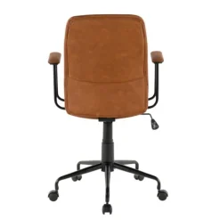 Office Furniture-Kirkland's Home Tufted Faux Leather Office Chair Brown