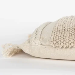 Pillows-Kirkland's Home Tufted Macrame Tassels Lumbar Pillow Ivory