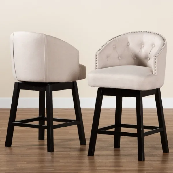 Bar Stools & Counter Height Stools-Kirkland's Home Tufted Seat Swivel Counter Stools, Set Of 2 Ivory