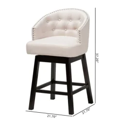 Bar Stools & Counter Height Stools-Kirkland's Home Tufted Seat Swivel Counter Stools, Set Of 2 Ivory