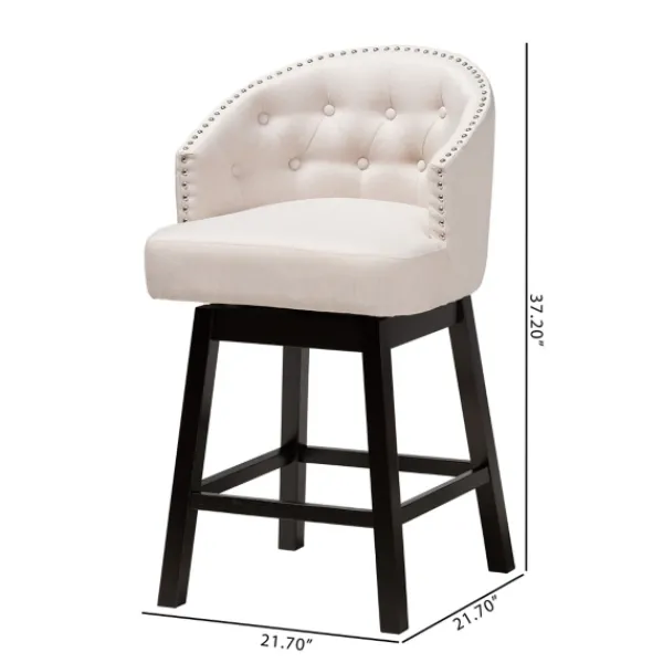 Bar Stools & Counter Height Stools-Kirkland's Home Tufted Seat Swivel Counter Stools, Set Of 2 Ivory