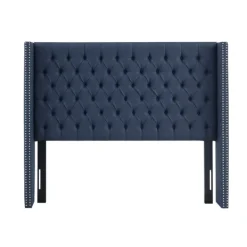 Beds & Headboards-Kirkland's Home Tufted Upholstered Metal Leg Queen Headboard Blue