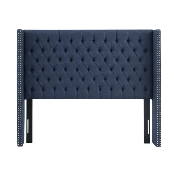 Beds & Headboards-Kirkland's Home Tufted Upholstered Metal Leg Queen Headboard Blue