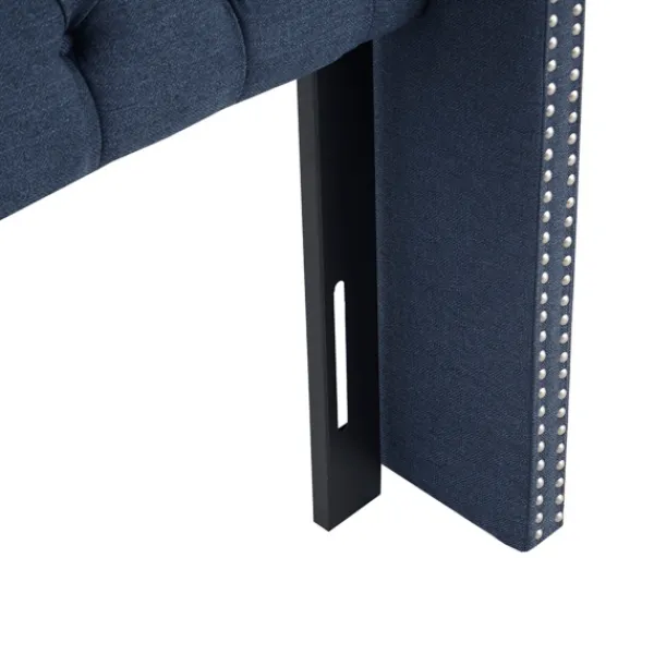 Beds & Headboards-Kirkland's Home Tufted Upholstered Metal Leg Queen Headboard Blue