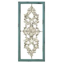 Wall Plaques-Kirkland's Home Turquoise And White Scroll Wall Plaque Blue/White