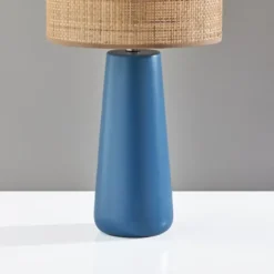 Table Lamps-Kirkland's Home Turquoise Ceramic & Rat Shade Table Lamp Tan