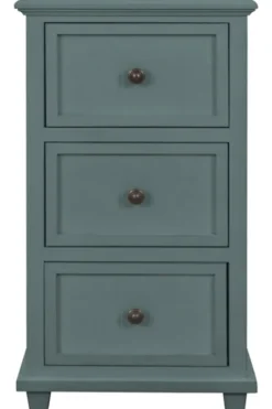 Accent & End Tables-Kirkland's Home Turquoise Slim Wooden 3-Drawer Side Table Green