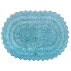 Bathroom Rugs-Kirkland's Home Turquoise Small Crochet Oval Bath Mat Blue