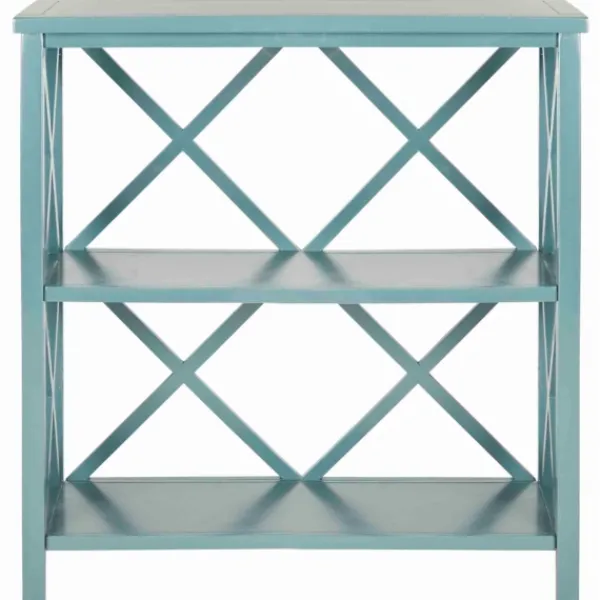 Bookshelves-Kirkland's Home Turquoise Trellis Pine Wood Bookshelf Blue