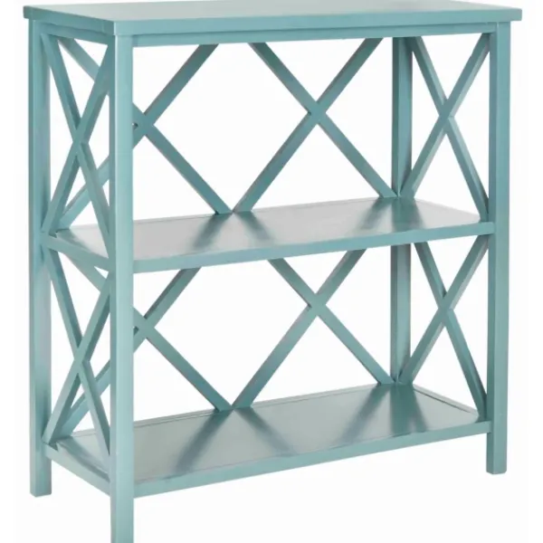 Bookshelves-Kirkland's Home Turquoise Trellis Pine Wood Bookshelf Blue
