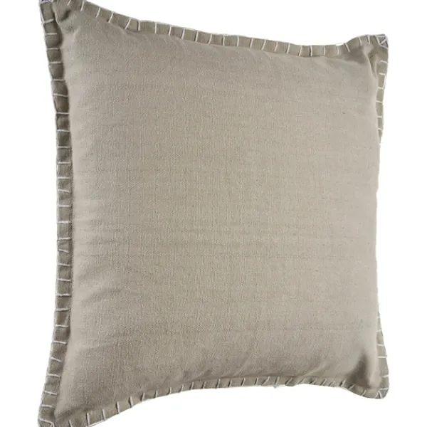 Pillows-Kirkland's Home Twine Embroidered Edge Pillow, 24 In. Brown