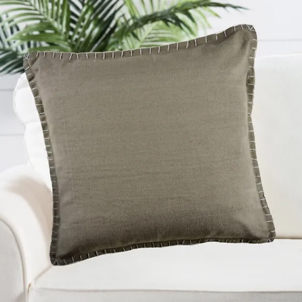 Pillows-Kirkland's Home Twine Embroidered Edge Pillow, 24 In. Brown