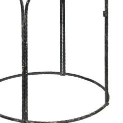 Accent & End Tables-Kirkland's Home Twisted Metal Leg Rattan Top Accent Table Black/Tan