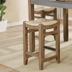 Bar Stools & Counter Height Stools-Kirkland's Home Twisted Seagrass And Wood Counter Stools, Set Of 2 Tan