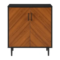 Cabinets & Sideboards-Kirkland's Home Two Tone Chevron Cabinet Black
