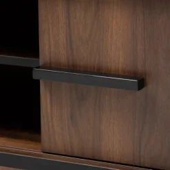 Cabinets & Sideboards-Kirkland's Home Two Tone Walnut Wood Wine Storage Cabinet Brown/Black