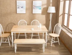 Dining Tables-Kirkland's Home Two Toned Wood Farmhouse Dining Table Tan/White