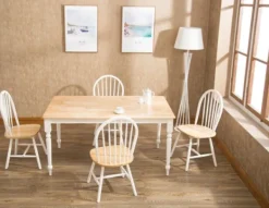 Dining Tables-Kirkland's Home Two Toned Wood Farmhouse Dining Table Tan/White