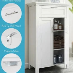 Cabinets & Sideboards-Kirkland's Home Two-Door Top Shelf Cabinet White