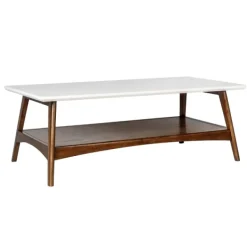 Coffee Tables-Kirkland's Home Two-Tone Ava Mid-Century Modern Coffee Table White
