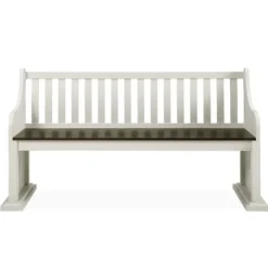 Entryway Furniture-Kirkland's Home Two-Tone Dark Oak And Ivory High Back Wooden Bench White