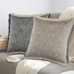 Pillows-Kirkland's Home Two-Tone Gray Woven Accent Pillow Gray/White