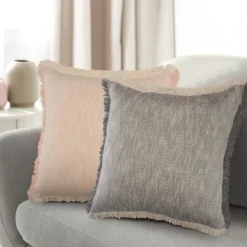 Pillows-Kirkland's Home Two-Tone Gray Woven Accent Pillow Gray/White