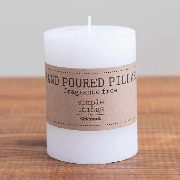 Candles-Kirkland's Home Unscented Pillar Candle, 4 In. White