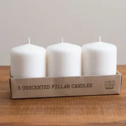 Candles-Kirkland's Home Unscented Pillar Candles, Set Of 3 White