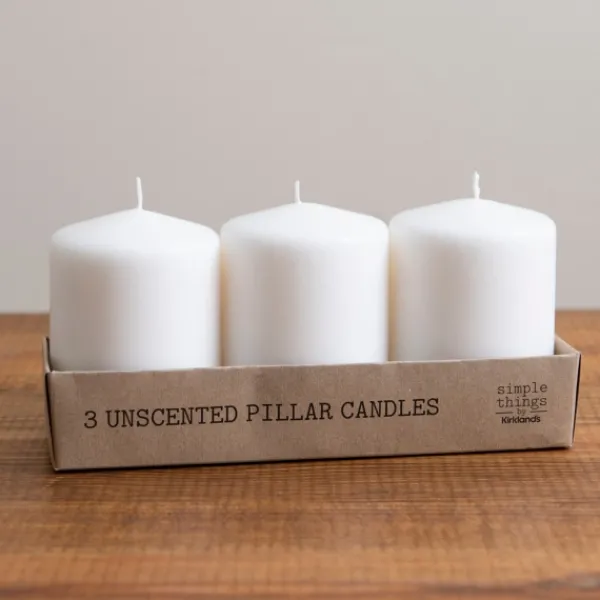 Candles-Kirkland's Home Unscented Pillar Candles, Set Of 3 White