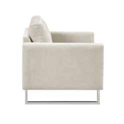 Accent Chairs-Kirkland's Home Upholstered And Chrome Accent Chair Ivory