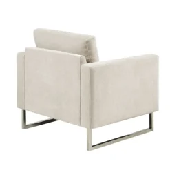 Accent Chairs-Kirkland's Home Upholstered And Chrome Accent Chair Ivory