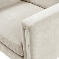 Accent Chairs-Kirkland's Home Upholstered And Chrome Accent Chair Ivory