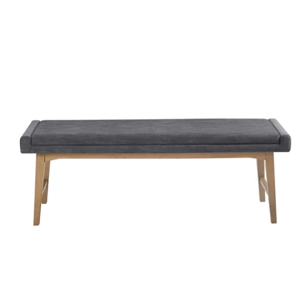 Benches & Ottomans-Kirkland's Home Upholstered And Wood Legs Bench Gray