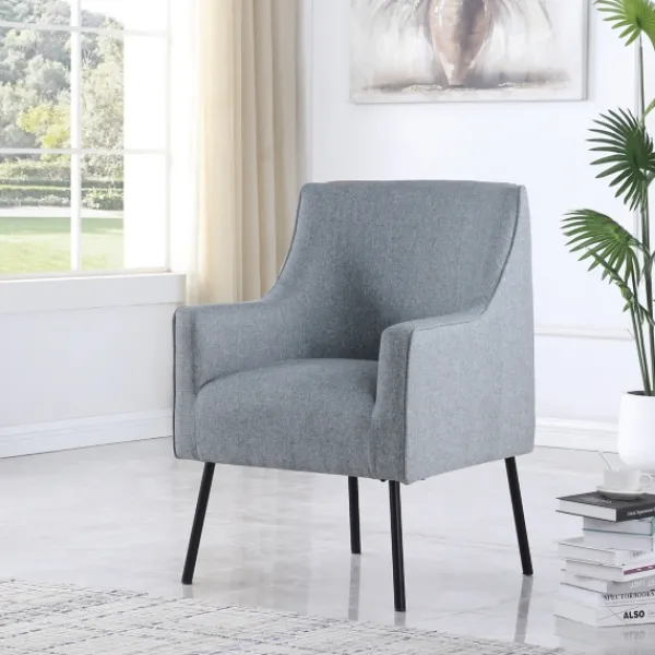 Accent Chairs-Kirkland's Home Upholstered Black Legs Accent Chair Gray