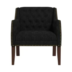 Accent Chairs-Kirkland's Home Upholstered Button Tufted Accent Chair Black