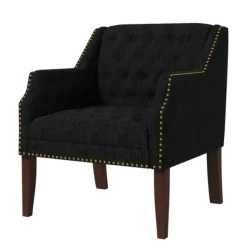 Accent Chairs-Kirkland's Home Upholstered Button Tufted Accent Chair Black