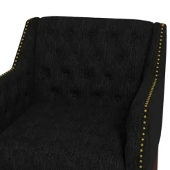 Accent Chairs-Kirkland's Home Upholstered Button Tufted Accent Chair Black