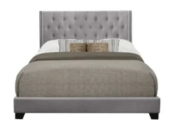 Beds & Headboards-Kirkland's Home Upholstered Button Tufted Wing King Bed Gray