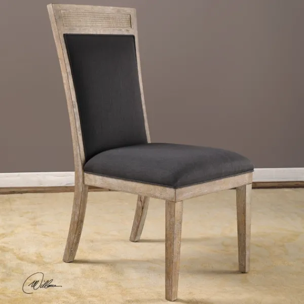 Dining Chairs-Kirkland's Home Upholstered Cane Detailing Dining Chair Gray