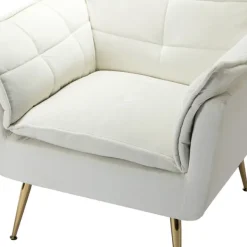 Accent Chairs-Kirkland's Home Upholstered Flange Accent Chair Ivory