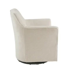Accent Chairs-Kirkland's Home Upholstered Flared Arm Swivel Accent Chair Ivory