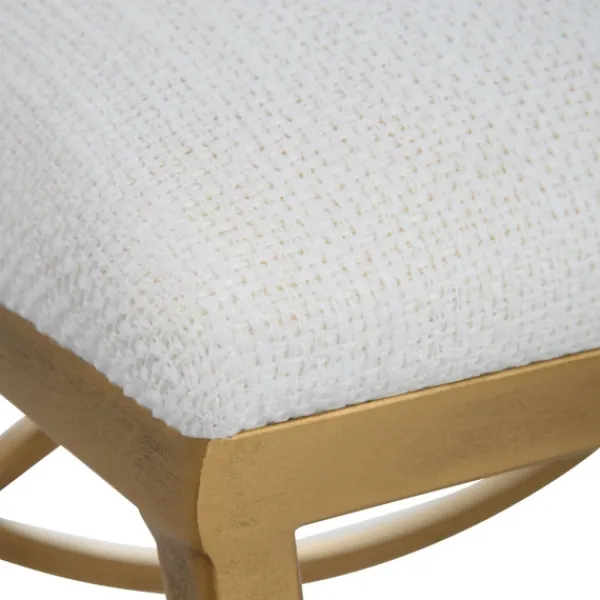 Benches & Ottomans-Kirkland's Home Upholstered Gold Metal Arched Frame Bench White