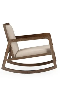 Accent Chairs-Kirkland's Home Upholstered Linen Wood Rocker Accent Chair Ivory