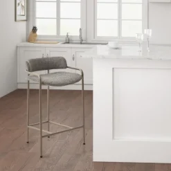 Bar Stools & Counter Height Stools-Kirkland's Home Upholstered Low Back Counter Stool Gray