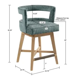Bar Stools & Counter Height Stools-Kirkland's Home Upholstered Low Back Swivel Counter Stool Blue