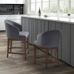 Bar Stools & Counter Height Stools-Kirkland's Home Upholstered Martha Stewart Counter Stool Gray
