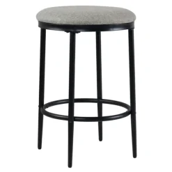 Bar Stools & Counter Height Stools-Kirkland's Home Upholstered Metal Counter Stool Gray