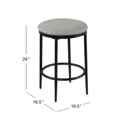 Bar Stools & Counter Height Stools-Kirkland's Home Upholstered Metal Counter Stool Gray