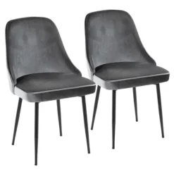 Dining Chairs-Kirkland's Home Upholstered Metal Dining Chairs, Set Of 2 Gray